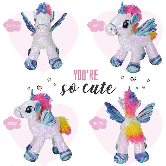 Athoinsu Flip Sequin Unicorn Stuffed Animal Plush Sparkle Toy with Reversible G - Picture 4 of 9